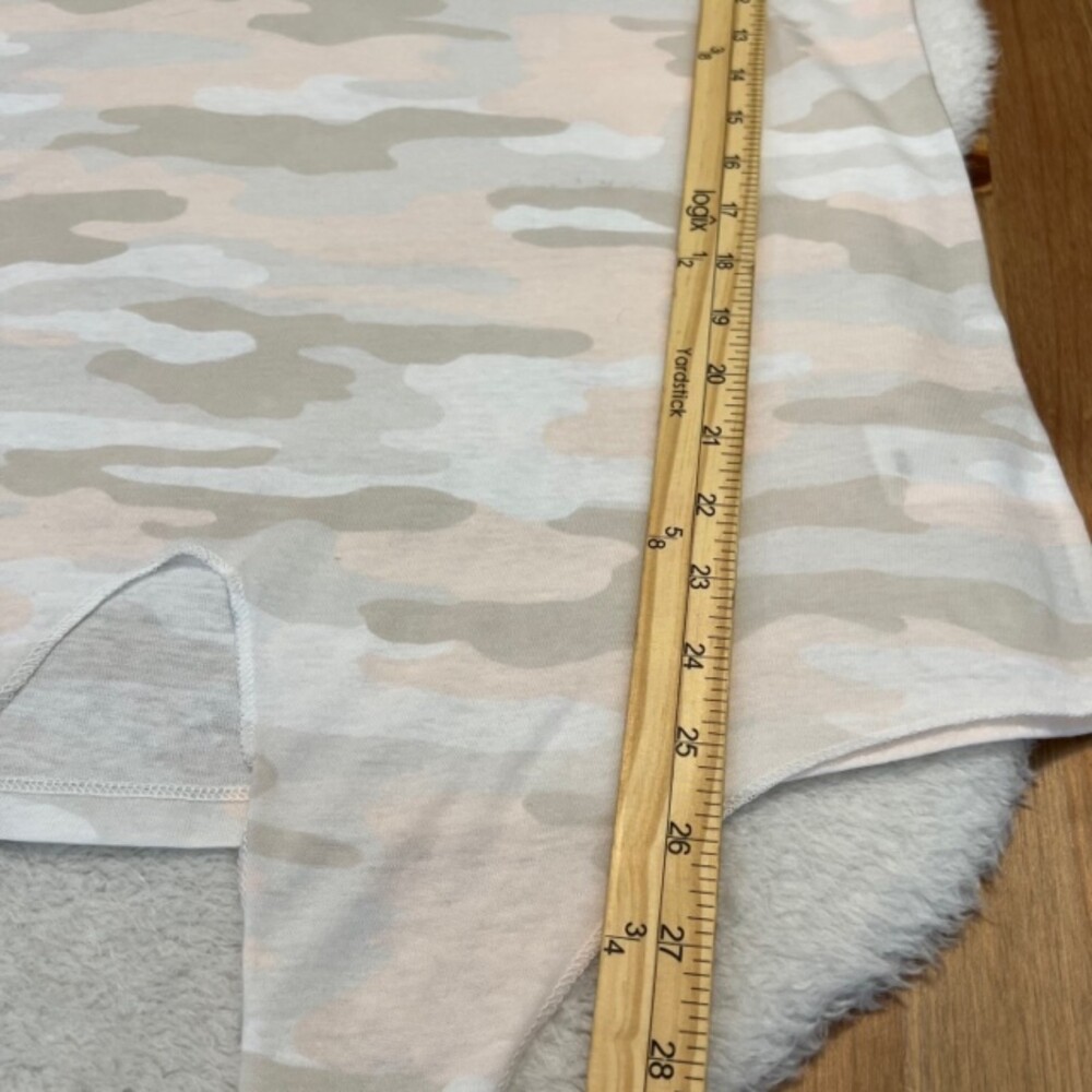 Lucky Brand Womens Peach Camo Cap Sleeve Tie Front V-Neck Shirt Size Medium - Picture 12 of 12